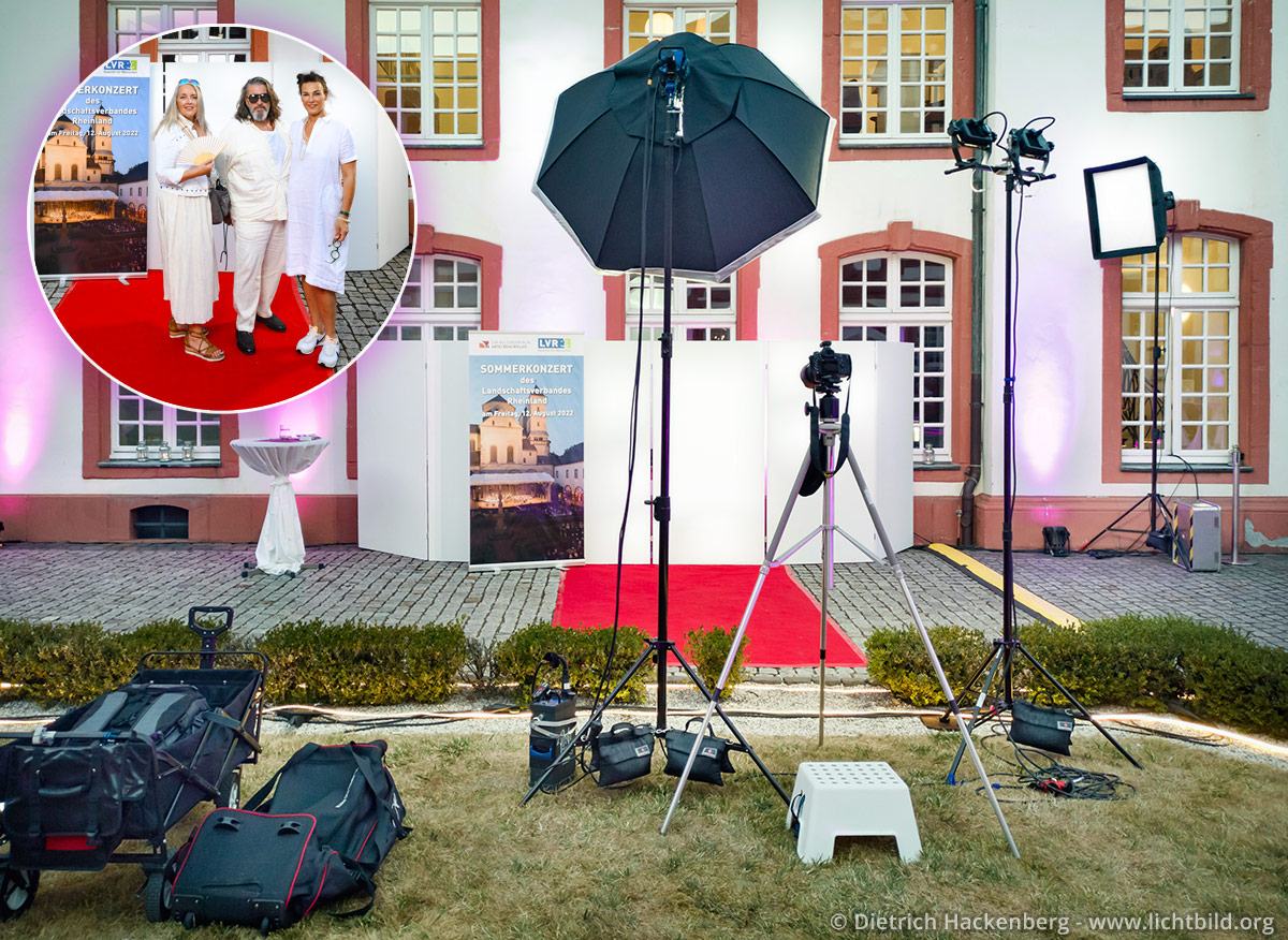 Studio vor Ort mit rotem Teppich beim LVR Sommerkonzert