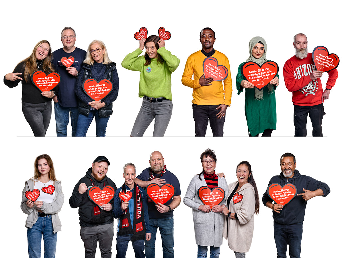 ver.di Handel NRW Kampagne — Mein Herz schlägt für die Beschäftigten im Handel. Foto © Dietrich Hackenberg