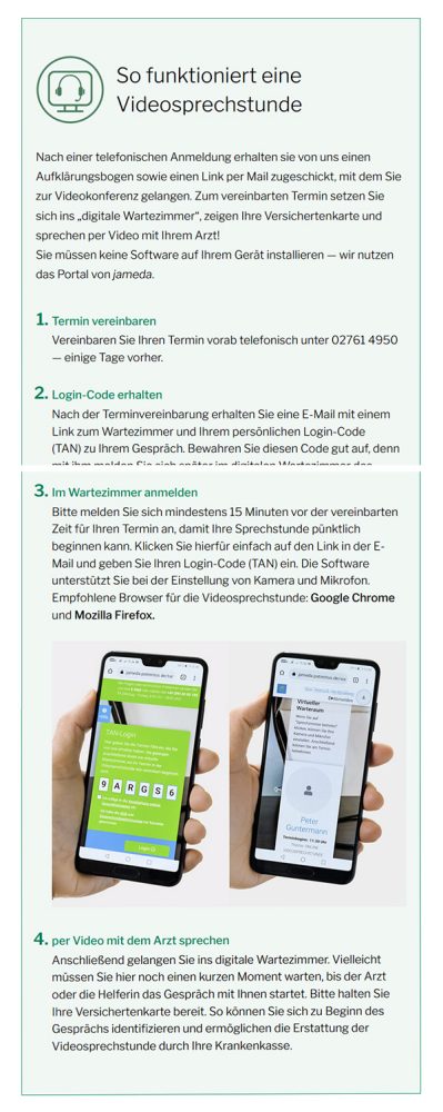 Screenshot Erklärung einer Videosprechstunde mit der jameda App