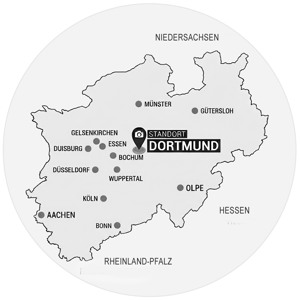 Arbeitsbereich des Fotografen Dietrich Hackenberg aus Dortmund. Nordrhein-Westfalen mit den Städten Köln, Düsseldorf Duisburg, Essen, Münster, Gütersloh, Aachen, Olpe