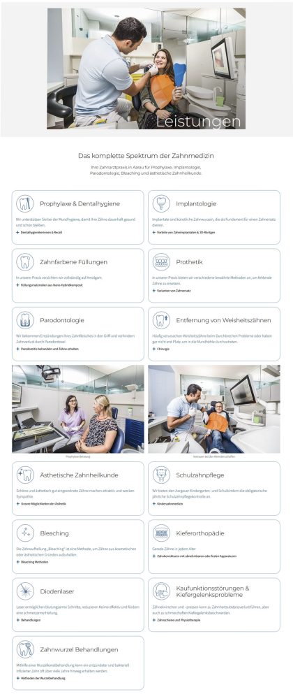 Screen Dere Leistungen Desktopansicht