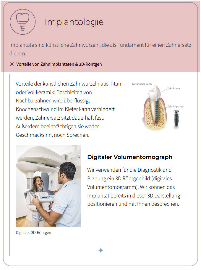 Leistung Implantologie Detailblock Desktopvariante