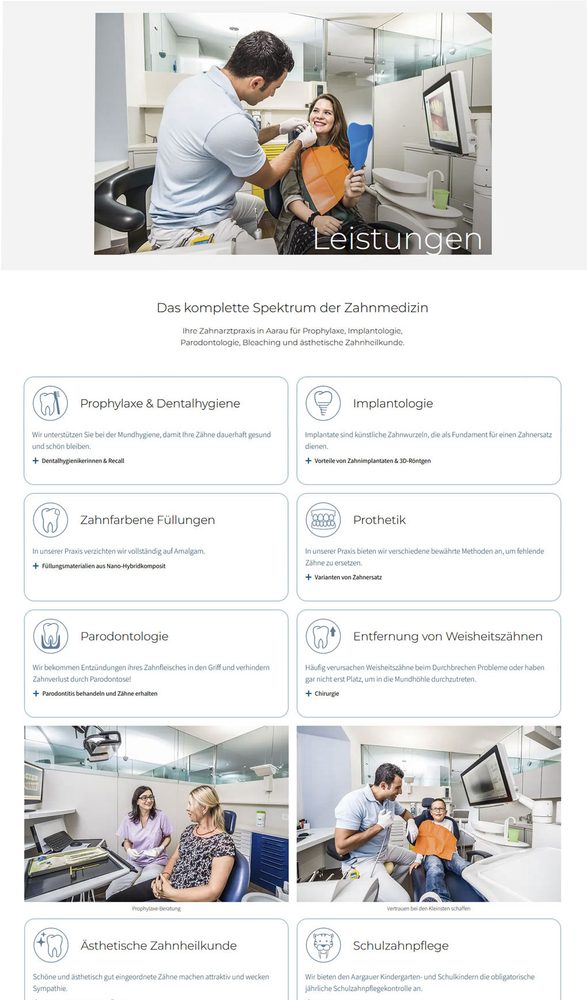 Screen Dere Leistungen Desktopansicht