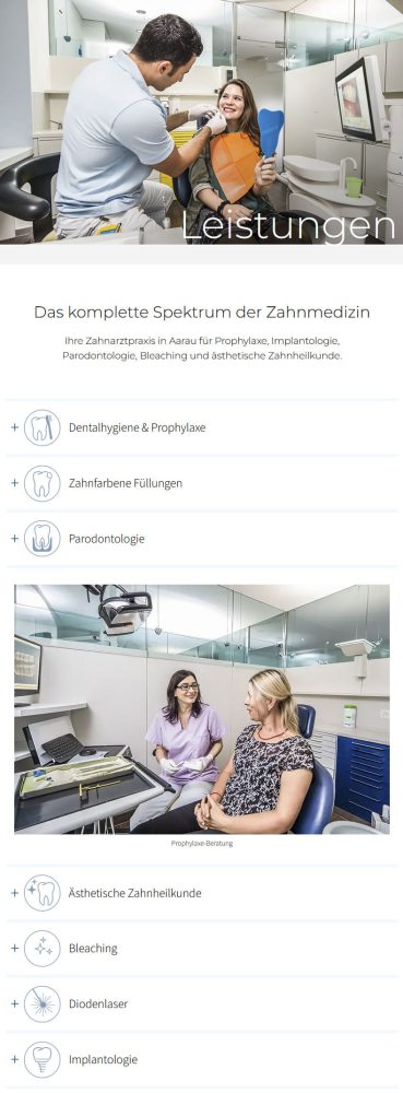 Screen Dere Leistungen mobile Ansicht